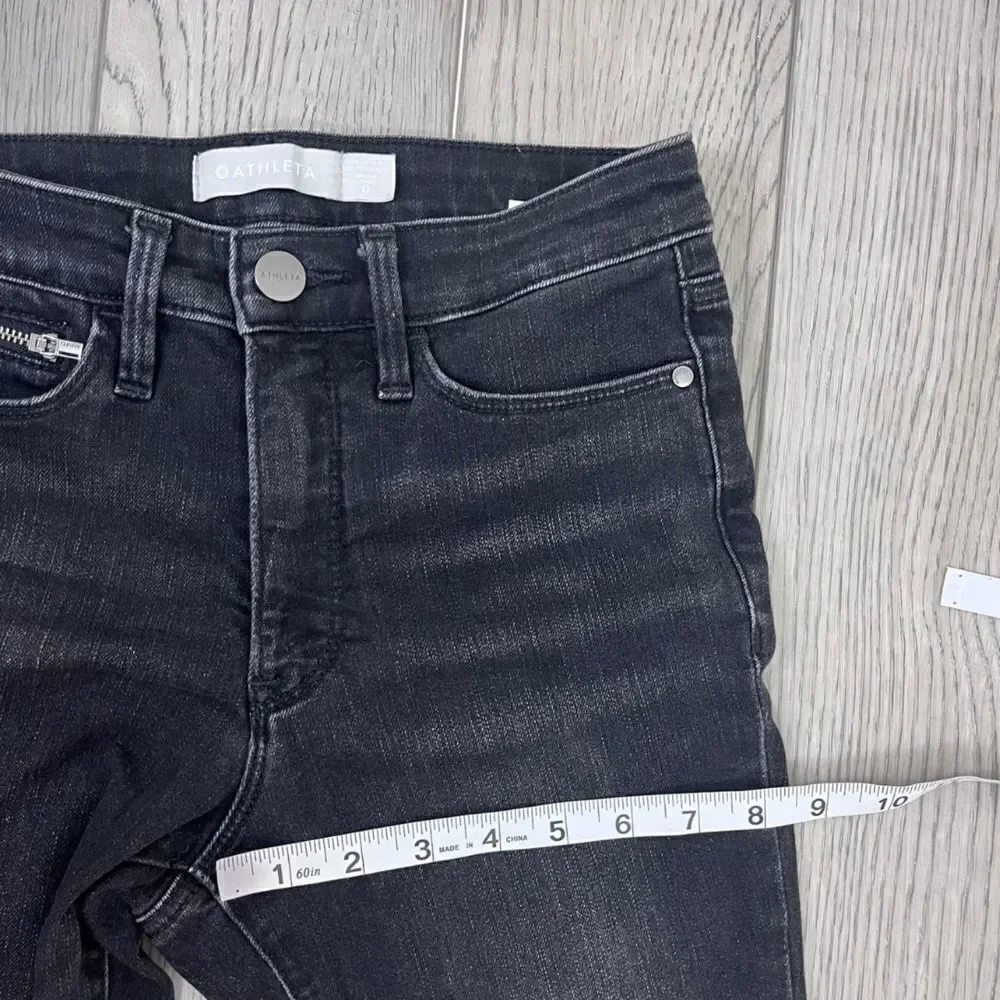 Athleta Sculptek Women Size 0 Black Ultra Skinny Zip Cotton Denim Ankle Jeans